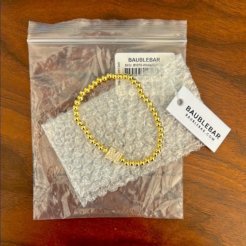BAUBLEBAR White/Gold initial M bracelet